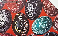 Pasqua 1996: Uova decorate - Sfondo rosso (L. 5.000)
