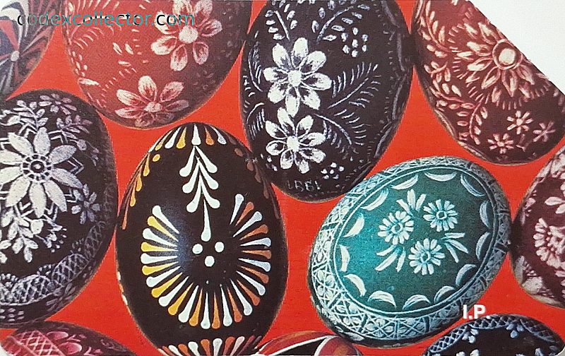 Pasqua 1996: Uova decorate - Sfondo rosso (L. 5.000)