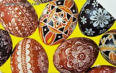 Pasqua 1996: Uova decorate - Sfondo giallo (L. 10.000)