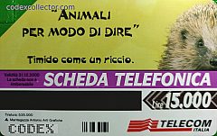 Animali per modo di dire - Il Riccio (L. 15.000) · Retro