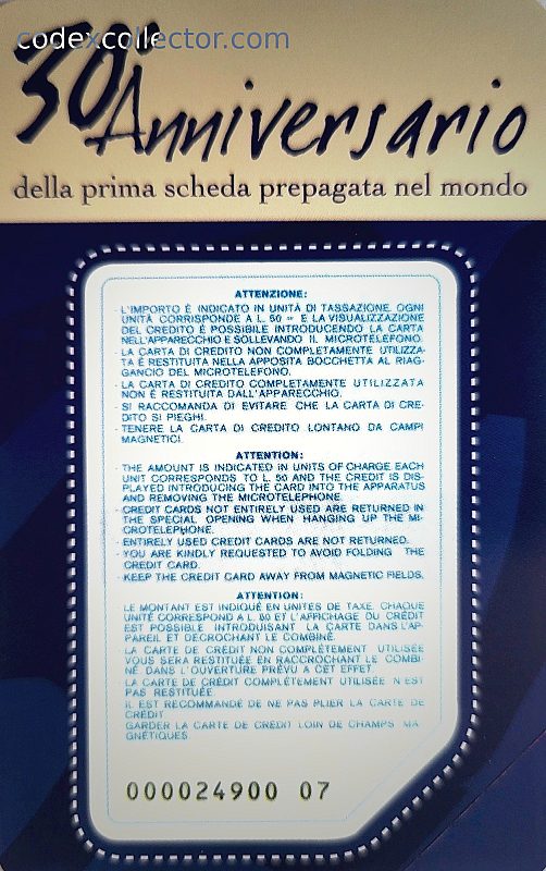 30° Anniversario Della N. 1 - Retro