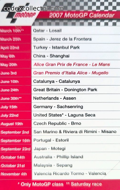MotoGP Calendario 2007