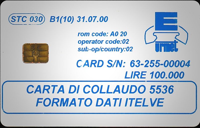 STC030 - CARTA DI COLLAUDO 5536 - FORMATO DATI ITELVE