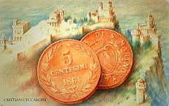 Le Prime Monete di San Marino - Prima moneta in rame, 5 centesimi 1864