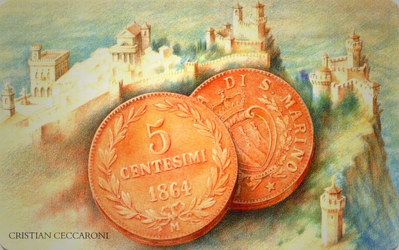 Le Prime Monete di San Marino - Prima moneta in rame, 5 centesimi 1864