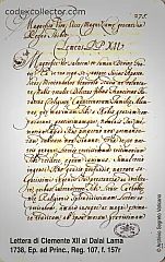 L'archivio Segreto Vaticano - Lettera di Clemente XII al Dalai Lama 1738